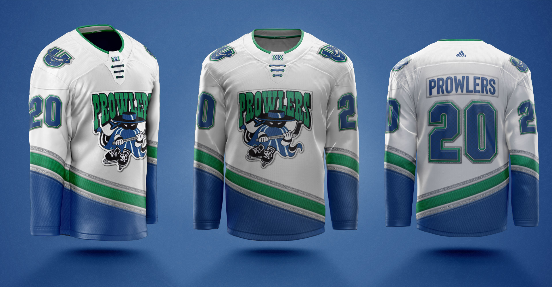 mockup of front right and back jersey views