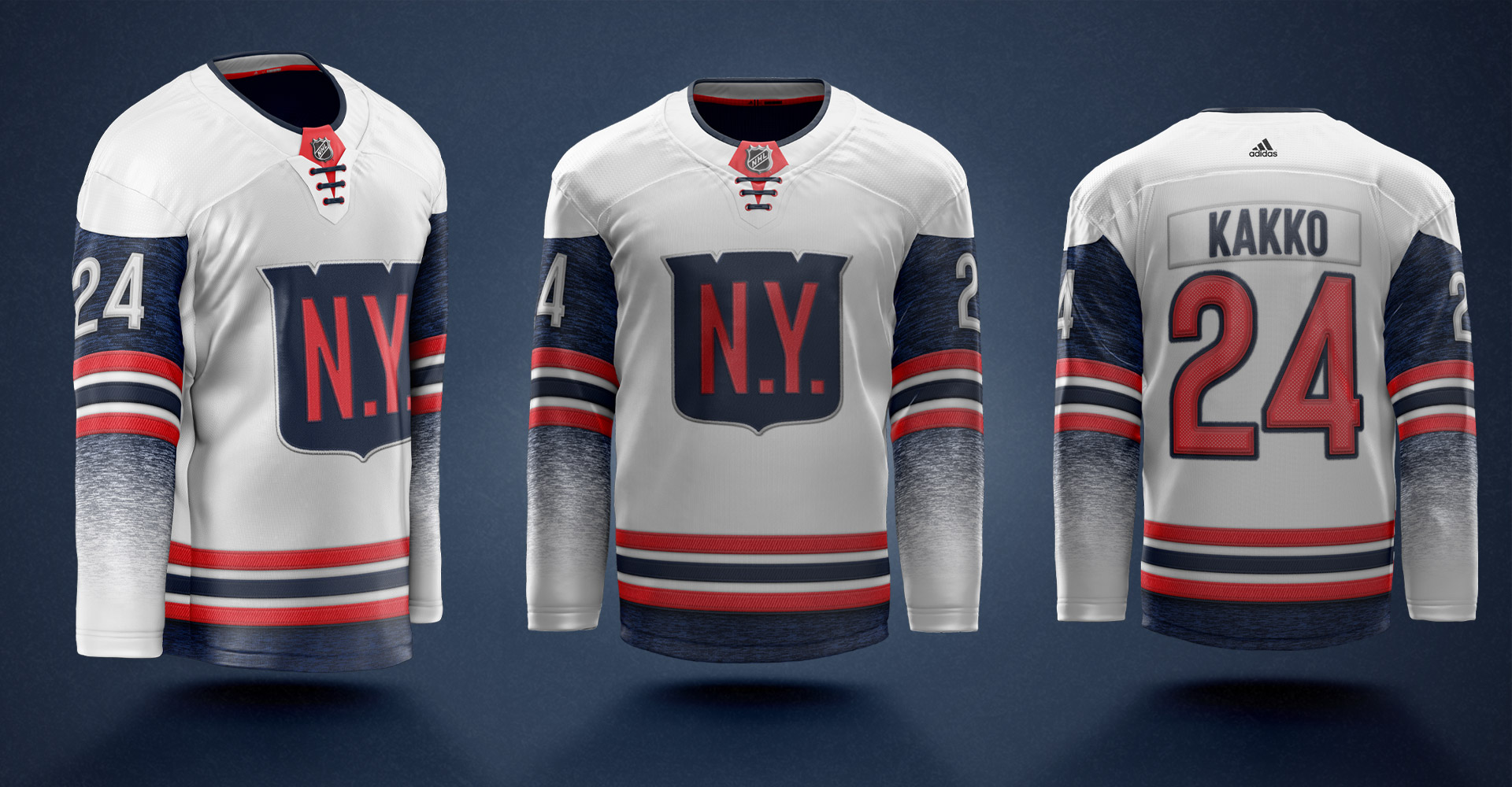 mockup of front right and back jersey views