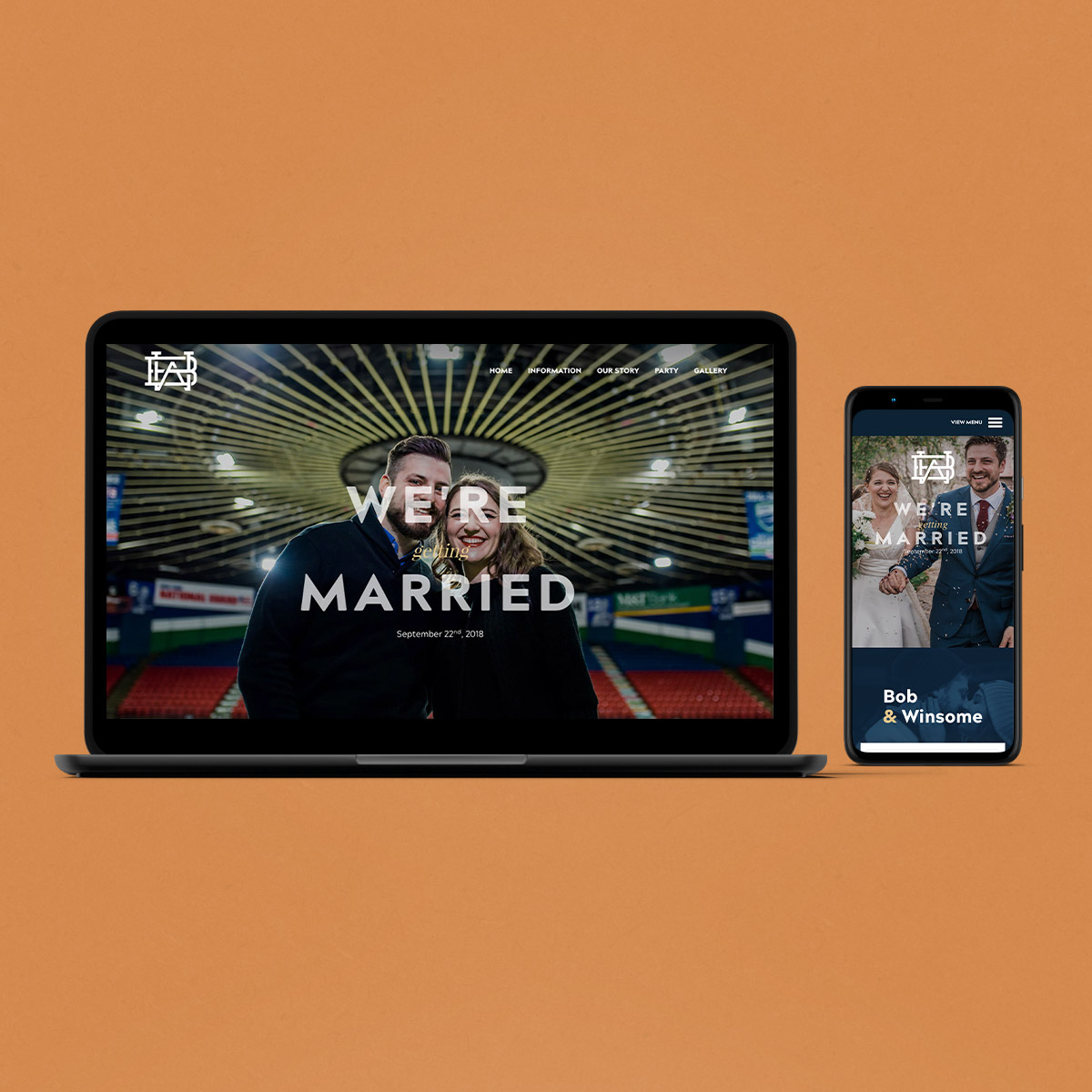 Mockup of wedding website